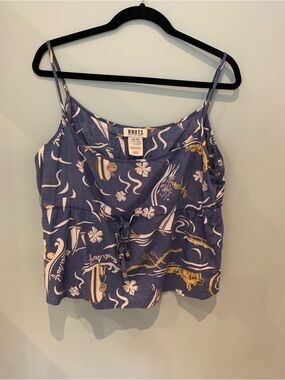 Roots Blue Floral & Surf-Print Spaghetti Strap Camisole